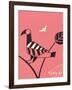 Abstract Bird Perched on Branch-Found Image Press-Framed Giclee Print