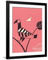 Abstract Bird Perched on Branch-Found Image Press-Framed Giclee Print