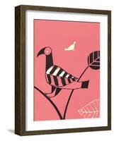 Abstract Bird Perched on Branch-Found Image Press-Framed Giclee Print