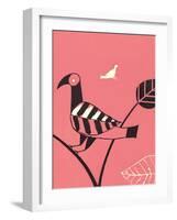 Abstract Bird Perched on Branch-Found Image Press-Framed Giclee Print