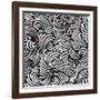 Abstract Black And White Background, Seamless Pattern-Olga Lebedeva-Framed Art Print