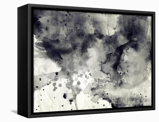 Abstract Black And White Ink Background-run4it-Framed Stretched Canvas