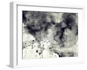 Abstract Black And White Ink Background-run4it-Framed Art Print