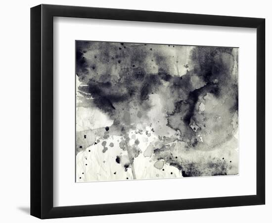 Abstract Black And White Ink Background-run4it-Framed Art Print