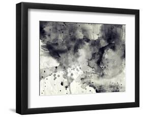 Abstract Black And White Ink Background-run4it-Framed Art Print