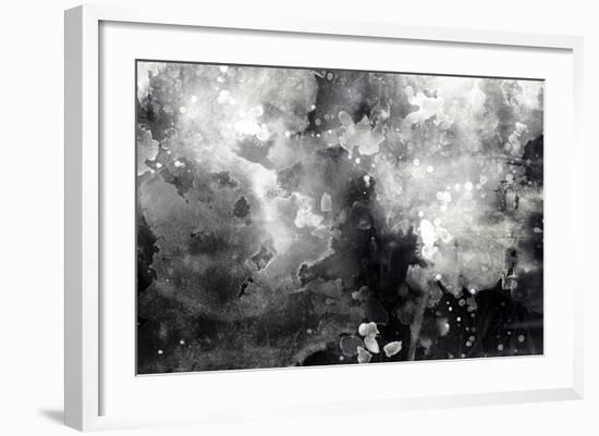 Abstract Black And White Ink Painting On Grunge Paper Texture - Artistic Stylish Background-run4it-Framed Art Print