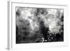 Abstract Black And White Ink Painting On Grunge Paper Texture - Artistic Stylish Background-run4it-Framed Art Print