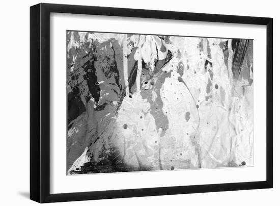 Abstract Black And White Ink Painting On Grunge Paper Texture - Artistic Stylish Background-run4it-Framed Art Print