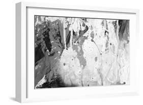 Abstract Black And White Ink Painting On Grunge Paper Texture - Artistic Stylish Background-run4it-Framed Art Print