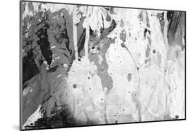 Abstract Black And White Ink Painting On Grunge Paper Texture - Artistic Stylish Background-run4it-Mounted Art Print