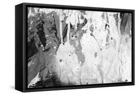 Abstract Black And White Ink Painting On Grunge Paper Texture - Artistic Stylish Background-run4it-Framed Stretched Canvas