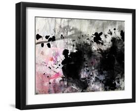 Abstract Black And White Ink Painting On Grunge Paper Texture - Artistic Stylish Background-run4it-Framed Art Print