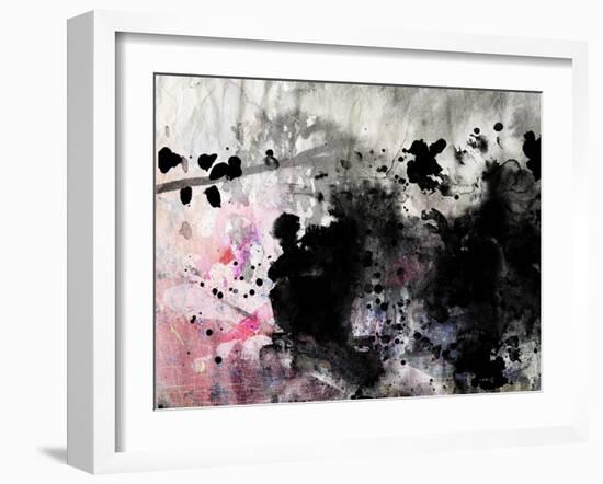 Abstract Black And White Ink Painting On Grunge Paper Texture - Artistic Stylish Background-run4it-Framed Art Print