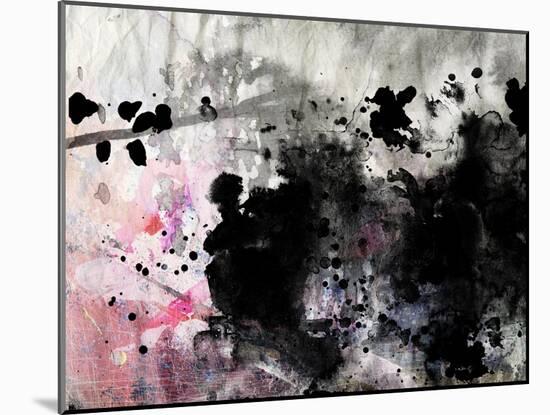 Abstract Black And White Ink Painting On Grunge Paper Texture - Artistic Stylish Background-run4it-Mounted Art Print