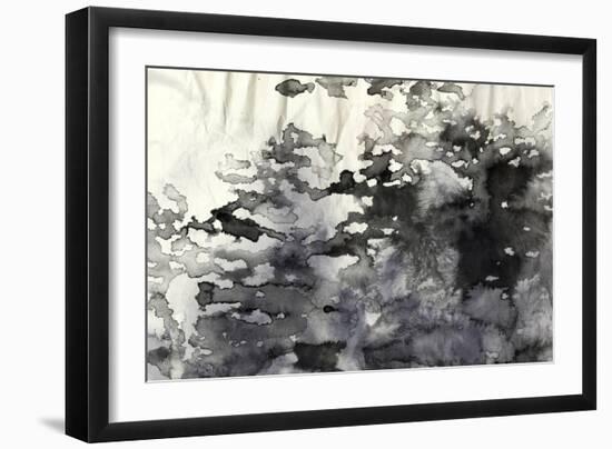 Abstract Black And White Ink Painting On Grunge Paper Texture - Artistic Stylish Background-run4it-Framed Art Print