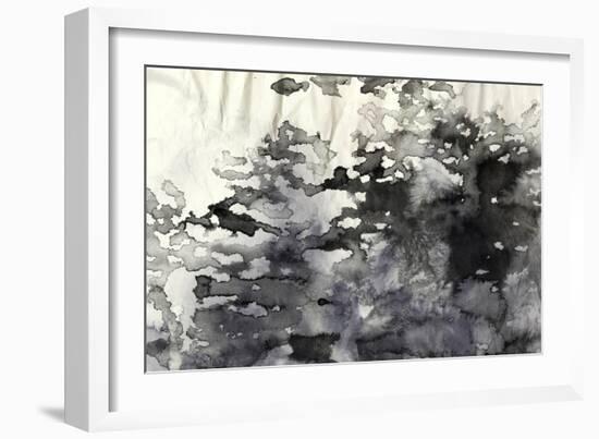 Abstract Black And White Ink Painting On Grunge Paper Texture - Artistic Stylish Background-run4it-Framed Art Print