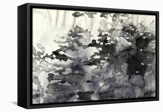 Abstract Black And White Ink Painting On Grunge Paper Texture - Artistic Stylish Background-run4it-Framed Stretched Canvas