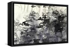 Abstract Black And White Ink Painting On Grunge Paper Texture - Artistic Stylish Background-run4it-Framed Stretched Canvas