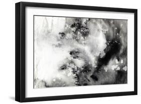 Abstract Black And White Ink Painting On Grunge Paper Texture - Artistic Stylish Background-run4it-Framed Art Print