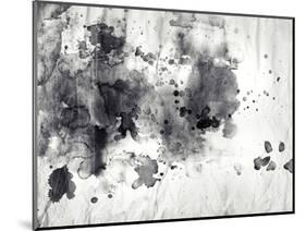 Abstract Black And White Ink Painting On Grunge Paper Texture-run4it-Mounted Art Print