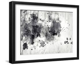 Abstract Black And White Ink Painting On Grunge Paper Texture-run4it-Framed Art Print