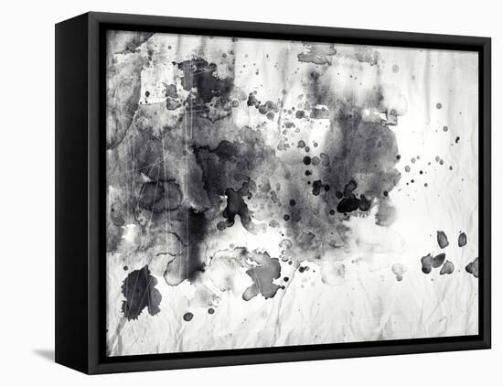 Abstract Black And White Ink Painting On Grunge Paper Texture-run4it-Framed Stretched Canvas