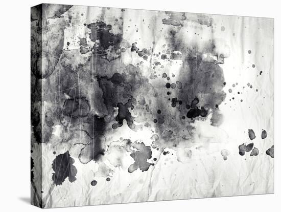Abstract Black And White Ink Painting On Grunge Paper Texture-run4it-Stretched Canvas