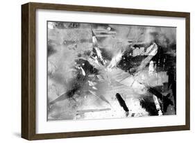 Abstract Black And White Painting On Grunge Paper Texture-run4it-Framed Art Print