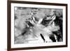 Abstract Black And White Painting On Grunge Paper Texture-run4it-Framed Premium Giclee Print
