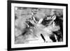 Abstract Black And White Painting On Grunge Paper Texture-run4it-Framed Art Print