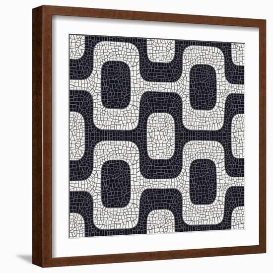 Abstract Black And White Pavement Pattern-cienpies-Framed Art Print