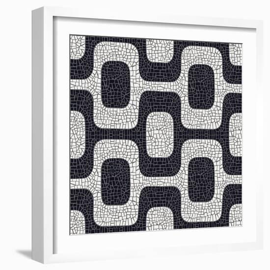 Abstract Black And White Pavement Pattern-cienpies-Framed Art Print