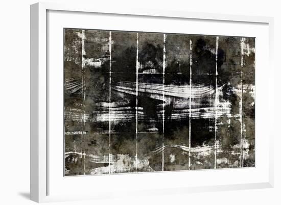 Abstract Black Grunge Background Texture with Wood Pattern-Izhaev-Framed Art Print