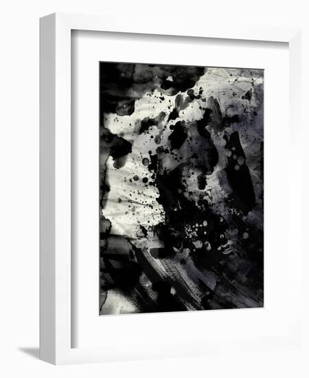 Abstract Black Ink Painting On Grunge Paper Texture-run4it-Framed Art Print