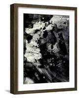 Abstract Black Ink Painting On Grunge Paper Texture-run4it-Framed Art Print