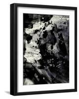 Abstract Black Ink Painting On Grunge Paper Texture-run4it-Framed Art Print