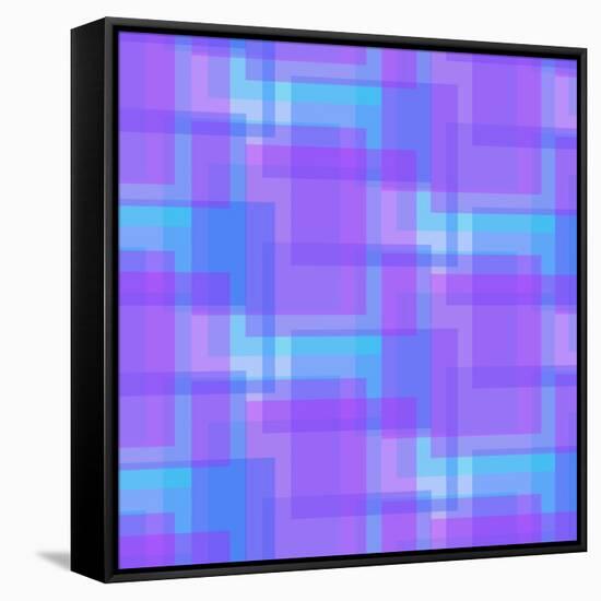 Abstract Blue and Lilac Pattern from Squares-amovita-Framed Stretched Canvas