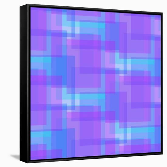 Abstract Blue and Lilac Pattern from Squares-amovita-Framed Stretched Canvas