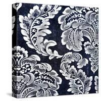 Abstract Blue Background or Paper with Grunge Background Texture with White Floral Patterns-iulias-Stretched Canvas