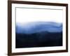 Abstract Blue Ink Wash Painting in East Asian Style. Grunge Texture. Traditional Japanese Ink Paint-null-Framed Art Print