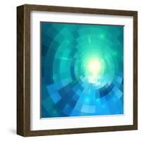 Abstract Blue Shining Circle Tunnel Vector Background-art_of_sun-Framed Art Print