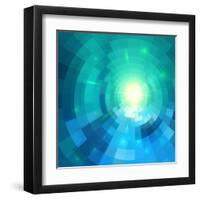 Abstract Blue Shining Circle Tunnel Vector Background-art_of_sun-Framed Art Print