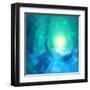 Abstract Blue Shining Circle Tunnel Vector Background-art_of_sun-Framed Art Print