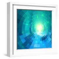 Abstract Blue Shining Circle Tunnel Vector Background-art_of_sun-Framed Art Print