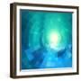 Abstract Blue Shining Circle Tunnel Vector Background-art_of_sun-Framed Art Print