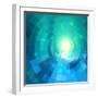 Abstract Blue Shining Circle Tunnel Vector Background-art_of_sun-Framed Art Print