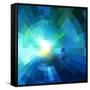 Abstract Blue Shining Tunnel Background-art_of_sun-Framed Stretched Canvas