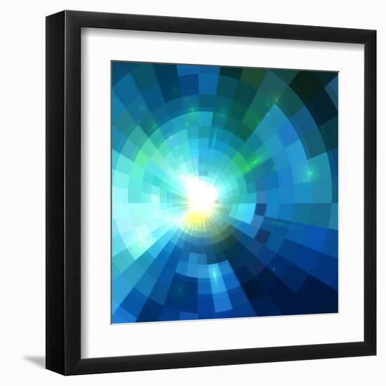 Abstract Blue Shining Tunnel Background-art_of_sun-Framed Art Print