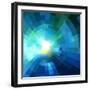 Abstract Blue Shining Tunnel Background-art_of_sun-Framed Art Print