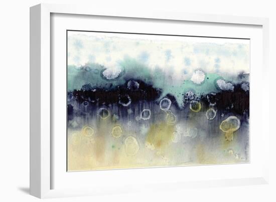 Abstract Blue Teal Gold 4-Patti Bishop-Framed Art Print